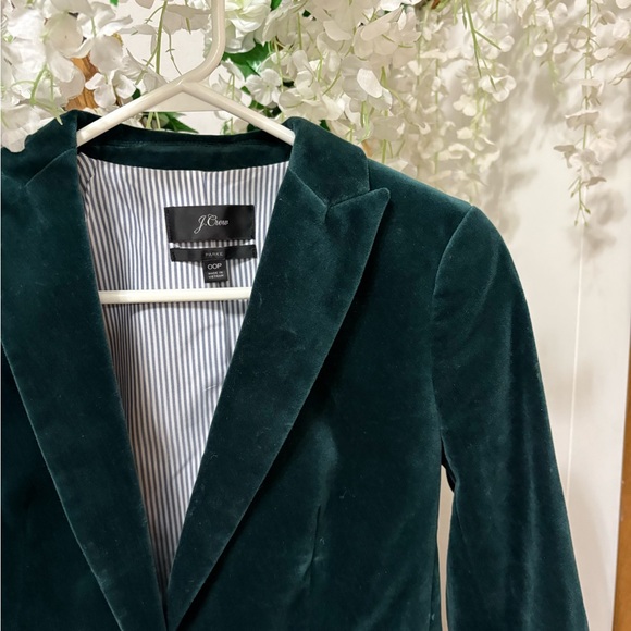 J. Crew Women's Deep Green Velvet Blazer - Picture 3 of 7